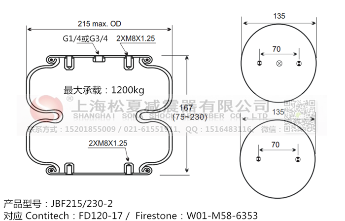 JBF215/230-2橡膠<a href='http://tuesdayc.cn/' target='_blank'><u>空氣彈簧</u></a>