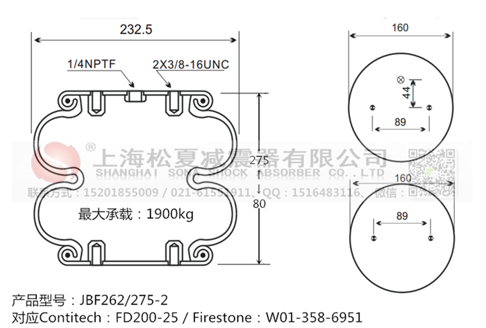 JBF262/275-2橡膠<a href='http://tuesdayc.cn/' target='_blank'><u>空氣彈簧</u></a>