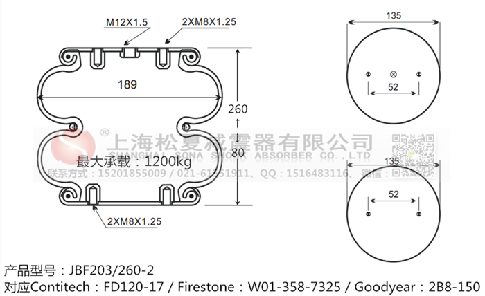 JBF203/260-2橡膠<a href='http://tuesdayc.cn/' target='_blank'><u>空氣彈簧</u></a>
