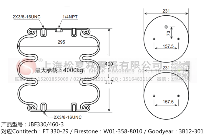 JBF330/460-3橡膠<a href='http://tuesdayc.cn/' target='_blank'><u>空氣彈簧</u></a>